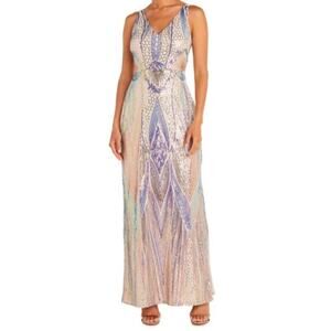 NWT Nightway Mermaid Whimsical Glam Iridescent Sequin Prom Maxi Dress Gown 14W